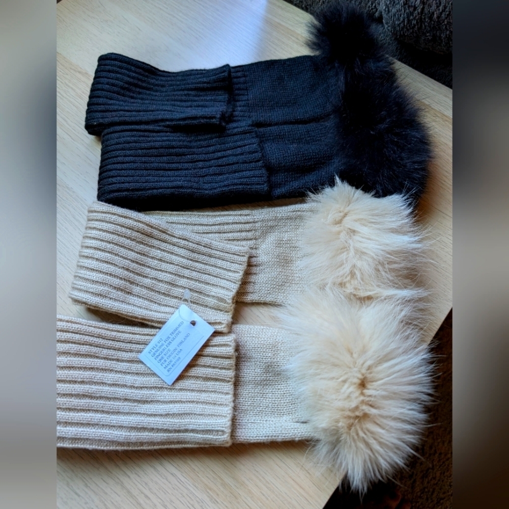 Genuine Fox Fur Fingerless Gloves NWT